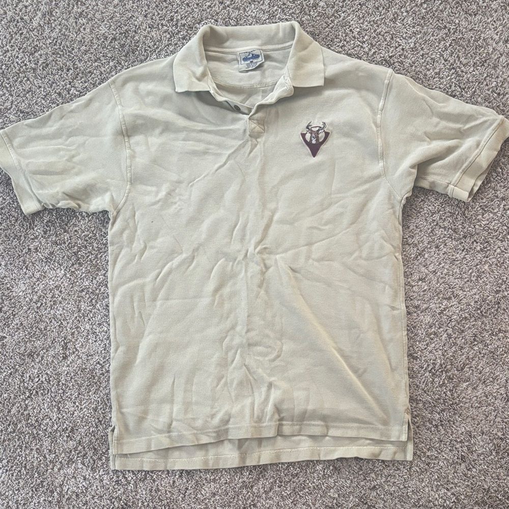 Men’s Large Blue Glacier Heavy Cotton Waffle Knit Embroidered Polo Shirt